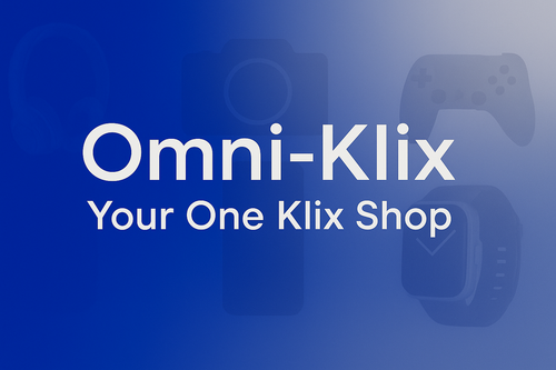 Omni-Klix banner with Shop tagline